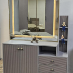 CHAMBRE A COUCHER ARMOIRE 6 BATTANTS 6 PIÈCES GRIS PUSAT 5023 – Image 2