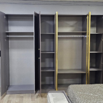 CHAMBRE A COUCHER ARMOIRE 6 BATTANTS 6 PIÈCES GRIS PUSAT 5023 – Image 5