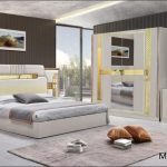 CHAMBRE À COUCHER 6 BATTANTS 5 PIÈCES – GRIS CLAIR 908