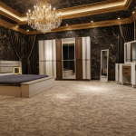 CHAMBRE À COUCHER 8 BATTANTS 4 PIÈCES - MARRON BEIGE TURQUE 3122